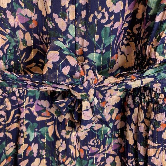 Shoshanna Women's Floral Metallic Puff Sleeve Ruffle Mini Dress Size 0 Fairy - Picture 11 of 12